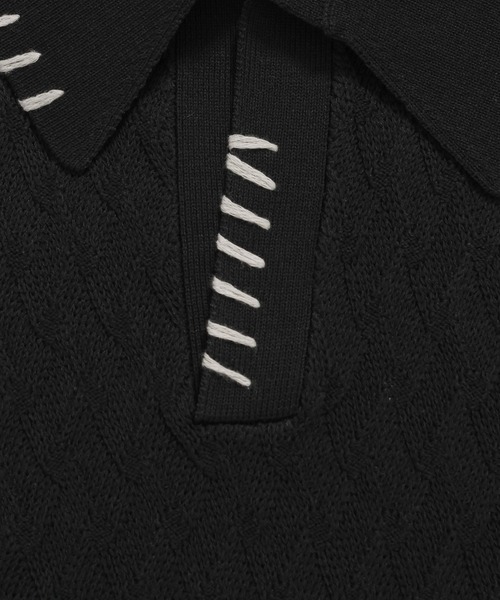 HARE（ハレ）の「ステッチルーズニットポロ(HARE)（ポロシャツ・メンズ・ブラック/パープル/ライトグレー・FREE）」の20枚目の写真