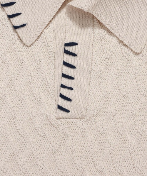 HARE（ハレ）の「ステッチルーズニットポロ(HARE)（ポロシャツ・メンズ・ブラック/パープル/ライトグレー・FREE）」の21枚目の写真