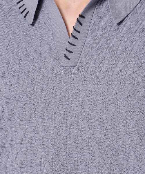 HARE（ハレ）の「ステッチルーズニットポロ(HARE)（ポロシャツ・メンズ・ブラック/パープル/ライトグレー・FREE）」の22枚目の写真