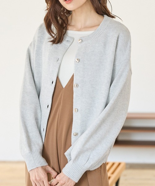 Honeys（ハニーズ）の「ラメクルーカーディガン（カーディガン/ボレロ・レディース・ライトグリーン/ピンク/ブルー/グレー/モカ・M/LL/L/3L）」の2枚目の写真