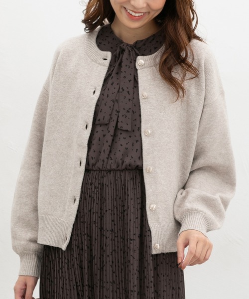 Honeys（ハニーズ）の「ラメクルーカーディガン（カーディガン/ボレロ・レディース・ライトグリーン/ピンク/ブルー/グレー/モカ・M/LL/L/3L）」の3枚目の写真