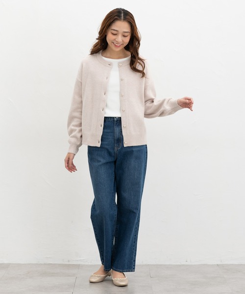 Honeys（ハニーズ）の「ラメクルーカーディガン（カーディガン/ボレロ・レディース・ライトグリーン/ピンク/ブルー/グレー/モカ・M/LL/L/3L）」の9枚目の写真