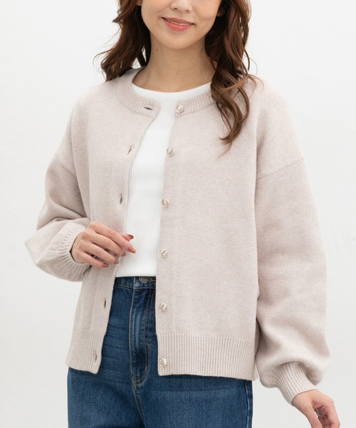 Honeys（ハニーズ）の「ラメクルーカーディガン（カーディガン/ボレロ・レディース・ライトグリーン/ピンク/ブルー/グレー/モカ・M/LL/L/3L）」の10枚目の写真