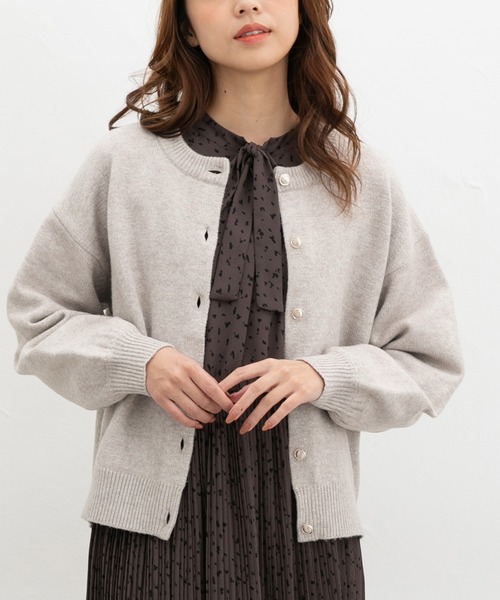 Honeys（ハニーズ）の「ラメクルーカーディガン（カーディガン/ボレロ・レディース・ライトグリーン/ピンク/ブルー/グレー/モカ・M/LL/L/3L）」の17枚目の写真