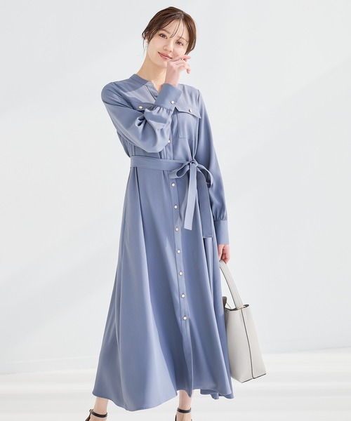 Andemiu(アンデミュウ)の「【WEB限定】キンボタンサファリワンピース601751(ワンピース・レディース・ネイビー/ブラウン/ブルーグレー/ライトグリーン/ブルー・FREE)」の5枚目の写真