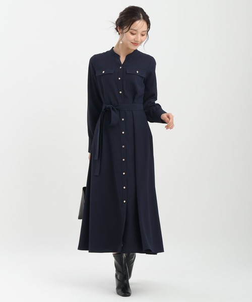 Andemiu（アンデミュウ）の「【WEB限定】キンボタンサファリワンピース601751（ワンピース・レディース・ネイビー/ブラウン/ブルーグレー/ライトグリーン・FREE）」の7枚目の写真