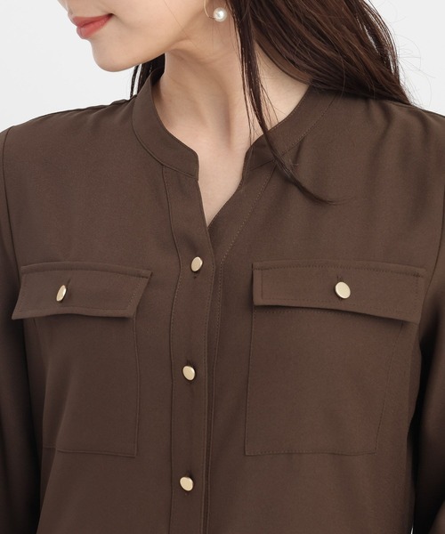 Andemiu（アンデミュウ）の「【WEB限定】キンボタンサファリワンピース601751（ワンピース・レディース・ネイビー/ブラウン/ブルーグレー/ライトグリーン・FREE）」の13枚目の写真