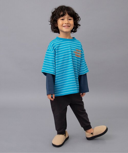 BREEZE(ブリーズ)の「【ジュニア対応】2Pレイヤード風ボーダーロンT(Tシャツ/カットソー・キッズ・ブラック/ブルー・110/120/130/90/100/140/150)」の6枚目の写真