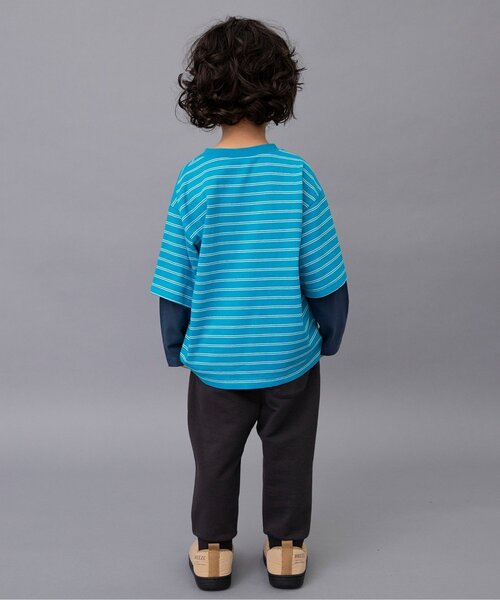 BREEZE(ブリーズ)の「【ジュニア対応】2Pレイヤード風ボーダーロンT(Tシャツ/カットソー・キッズ・ブラック/ブルー・110/120/130/90/100/140/150)」の7枚目の写真