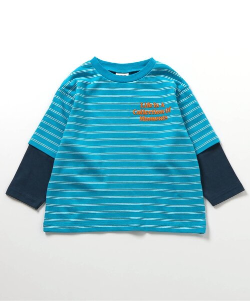 BREEZE(ブリーズ)の「【ジュニア対応】2Pレイヤード風ボーダーロンT(Tシャツ/カットソー・キッズ・ブラック/ブルー・110/120/130/90/100/140/150)」の11枚目の写真