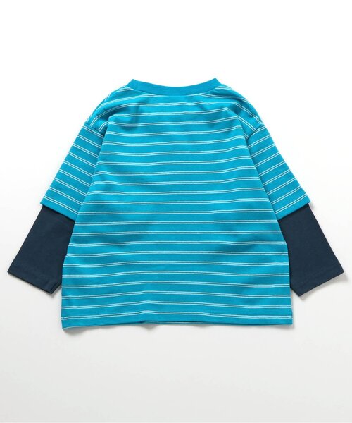 BREEZE(ブリーズ)の「【ジュニア対応】2Pレイヤード風ボーダーロンT(Tシャツ/カットソー・キッズ・ブラック/ブルー・110/120/130/90/100/140/150)」の12枚目の写真