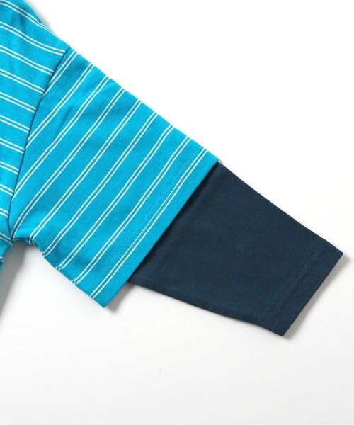 BREEZE(ブリーズ)の「【ジュニア対応】2Pレイヤード風ボーダーロンT(Tシャツ/カットソー・キッズ・ブラック/ブルー・110/120/130/90/100/140/150)」の16枚目の写真