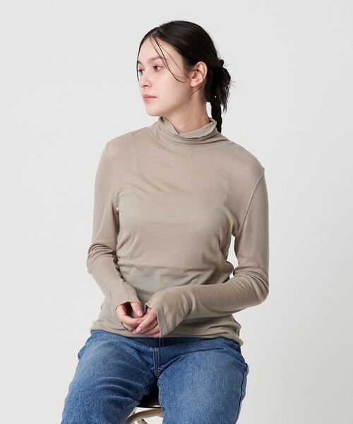 BEAUTY&YOUTH UNITED ARROWS（ビューティーアンドユースユナイテッドアローズ）の「セルロースブレンドテレコ タートルネックカットソー（Tシャツ/カットソー・レディース・オフホワイト/ブラック/オレンジ/ベージュ・FREE）」の3枚目の写真