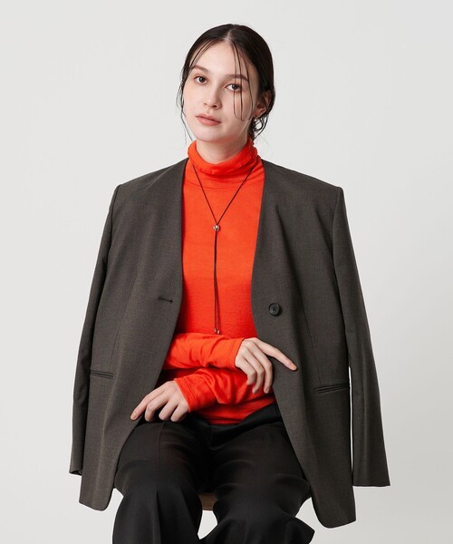 BEAUTY&YOUTH UNITED ARROWS（ビューティーアンドユースユナイテッドアローズ）の「セルロースブレンドテレコ タートルネックカットソー（Tシャツ/カットソー・レディース・オフホワイト/ブラック/オレンジ/ベージュ・FREE）」の4枚目の写真