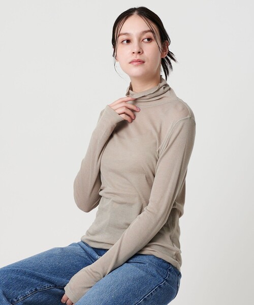 BEAUTY&YOUTH UNITED ARROWS（ビューティーアンドユースユナイテッドアローズ）の「セルロースブレンドテレコ タートルネックカットソー（Tシャツ/カットソー・レディース・オフホワイト/ブラック/オレンジ/ベージュ・FREE）」の7枚目の写真