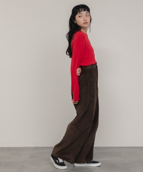HEILIS(ヘイリス)の「コーデュロイカーブパンツ/ブラウン アイボリー コーデュロイ ワイドパンツ ウエストゴム イージーパンツ ハイウエスト カジュアル シンプル 韓国 ガーリー シティガール 秋服 春服 冬服 ノームコア(その他パンツ・レディース・ブラウン/アイボリー・FREE)」の22枚目の写真