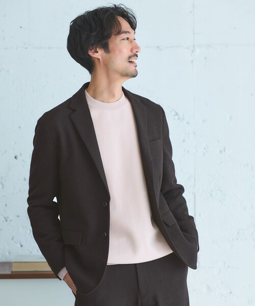 ウォッシャブル ホームスパン ナロー ジャケット -ストレッチ