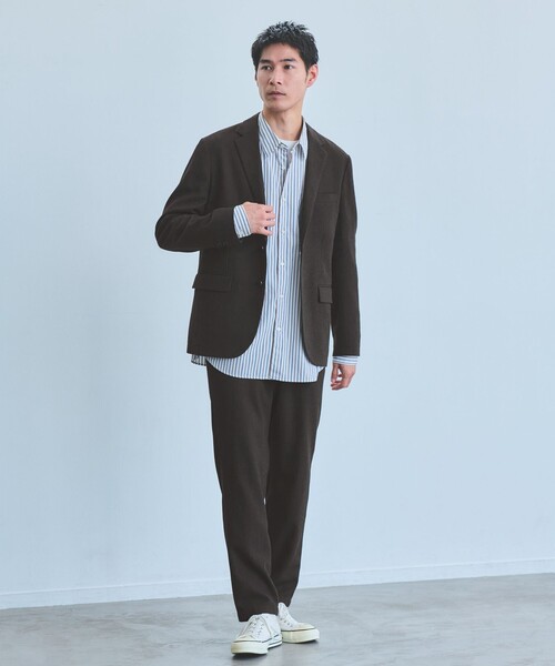 ウォッシャブル ホームスパン ナロー ジャケット -ストレッチ