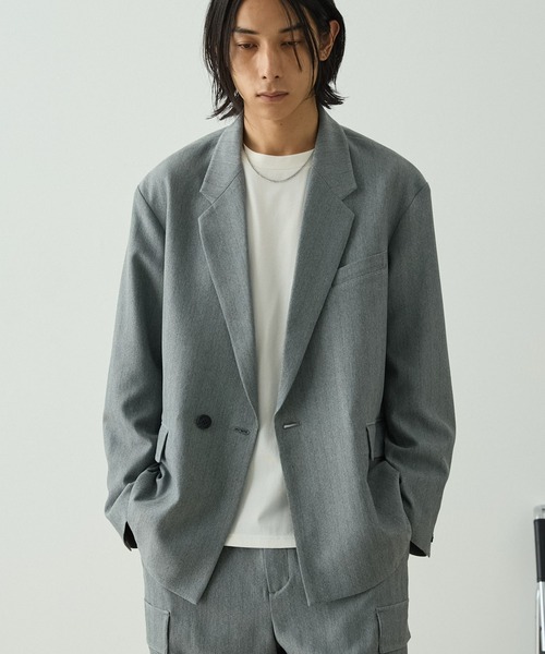 グレー テーラードジャケット アウトレット】【夏向け】麻調テーラードジャケット ライトグレー