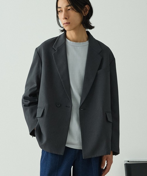 EMMA CLOTHES(エマクローズ)の「【セットアップ対応】ウールライクファブリックリラックスシングルボタンジャケット(テーラードジャケット・メンズ・グレー/ブラック/グレイッシュベージュ/ブラック系・S/L/M)」の17枚目の写真