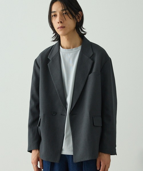 セットアップ対応】ウールライクファブリックリラックスシングルボタン