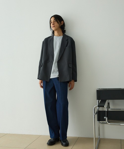 EMMA CLOTHES(エマクローズ)の「【セットアップ対応】ウールライクファブリックリラックスシングルボタンジャケット(テーラードジャケット・メンズ・グレー/ブラック/グレイッシュベージュ/ブラック系・S/L/M)」の22枚目の写真