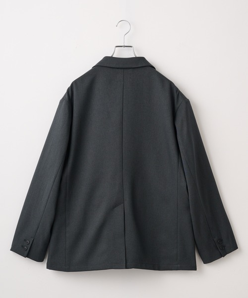 フリーアームボタンジャケット01 リップルファブリック　M　ウール セール】【セットアップ対応】ウールライクファブリックリラックス