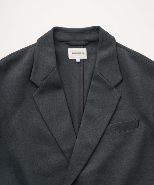 EMMA CLOTHES(エマクローズ)の「【セットアップ対応】ウールライクファブリックリラックスシングルボタンジャケット(テーラードジャケット・メンズ・グレー/ブラック/グレイッシュベージュ/ブラック系・S/L/M)」の13枚目の写真