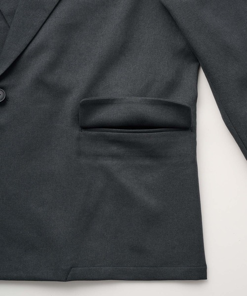 EMMA CLOTHES(エマクローズ)の「【セットアップ対応】ウールライクファブリックリラックスシングルボタンジャケット(テーラードジャケット・メンズ・グレー/ブラック/グレイッシュベージュ/ブラック系・S/L/M)」の10枚目の写真