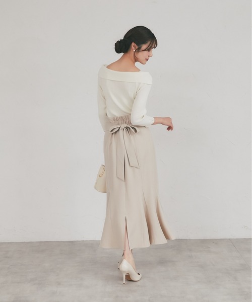 tocco closet(トッコ クローゼット)の「【S・Mサイズ展開】後ろリボン付きマーメイドスカート(スカート・レディース・ブラック/ブラウン/ベージュ・M/S)」の10枚目の写真