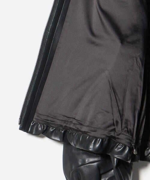 MARILYN MOON マリリンムーン ノーカラーレザージャケット　美品　黒 MARILYN MOON(マリリンムーン)｜ソフトフェイクレザーブルゾン