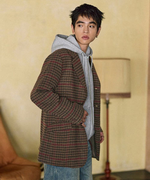 Bleme（ブレム）の「クラシック ツイード チェック テーラードジャケット（テーラードジャケット・メンズ・グレー/ブラウン・M/S/XL/L）」の19枚目の写真