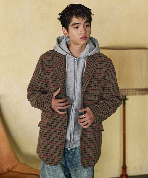 Bleme（ブレム）の「クラシック ツイード チェック テーラードジャケット（テーラードジャケット・メンズ・グレー/ブラウン・M/S/XL/L）」の20枚目の写真