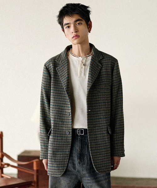 クラシック ツイード チェック テーラードジャケット（テーラード