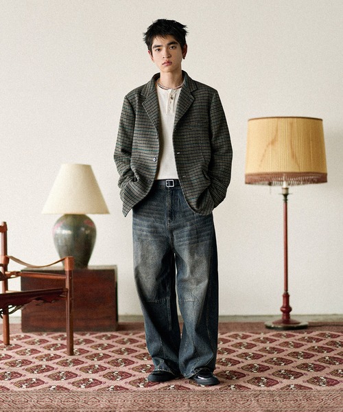 Bleme（ブレム）の「クラシック ツイード チェック テーラードジャケット（テーラードジャケット・メンズ・グレー/ブラウン・M/S/XL/L）」の10枚目の写真