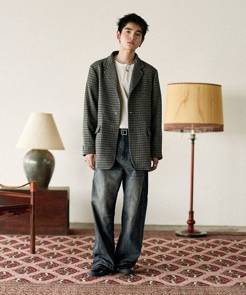 Bleme（ブレム）の「クラシック ツイード チェック テーラードジャケット（テーラードジャケット・メンズ・グレー/ブラウン・M/S/XL/L）」の13枚目の写真