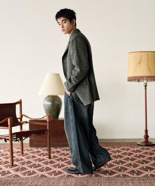 Bleme（ブレム）の「クラシック ツイード チェック テーラードジャケット（テーラードジャケット・メンズ・グレー/ブラウン・M/S/XL/L）」の15枚目の写真