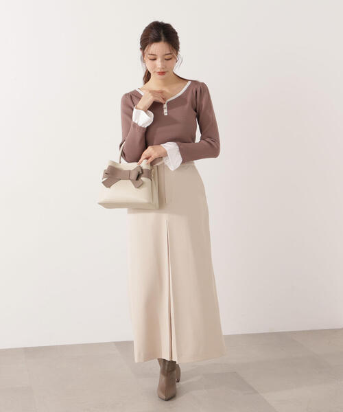 PROPORTION BODY DRESSING(プロポーションボディドレッシング)の「<ウォッシャブル>フロントタックナロースカート / 1215220008(スカート・レディース・ブラック/ベージュ・MEDIUM/P/S)」の3枚目の写真