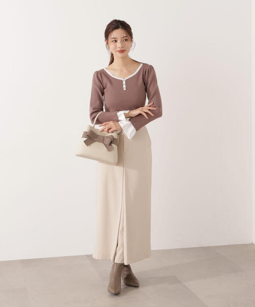 PROPORTION BODY DRESSING(プロポーションボディドレッシング)の「<ウォッシャブル>フロントタックナロースカート / 1215220008(スカート・レディース・ブラック/ベージュ・MEDIUM/P/S)」の2枚目の写真