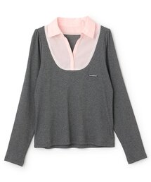 Mi-je（ミジェ）の「シャツレイヤードカットプルオーバー【韓国ファッション】（Tシャツ/カットソー）」