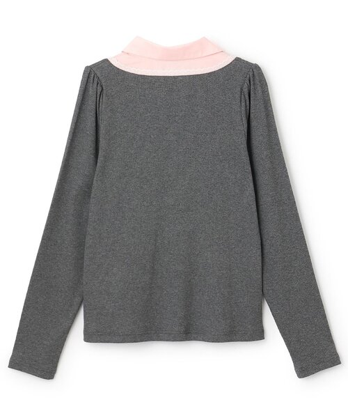 Mi-je(ミジェ)の「シャツレイヤードカットプルオーバー【韓国ファッション】(Tシャツ/カットソー・レディース・ネイビー/グレー・F)」の3枚目の写真