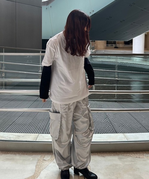 INTERPLAY(インタープレイ)の「【INTERPLAY】Script EMB. LOGO Short Sleeve Tee Shirt(Tシャツ/カットソー・レディース・ホワイト/ブラック/ナチュラル・LARGE)」の7枚目の写真