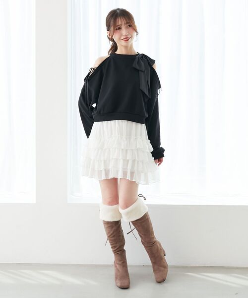 MAJESTIC LEGON（マジェスティックレゴン）の「2WAYファーニーハイロングブーツ（ブーツ・レディース・ブラック/グレイッシュベージュ・MEDIUM/SMALL/LARGE/X-LARGE）」の14枚目の写真