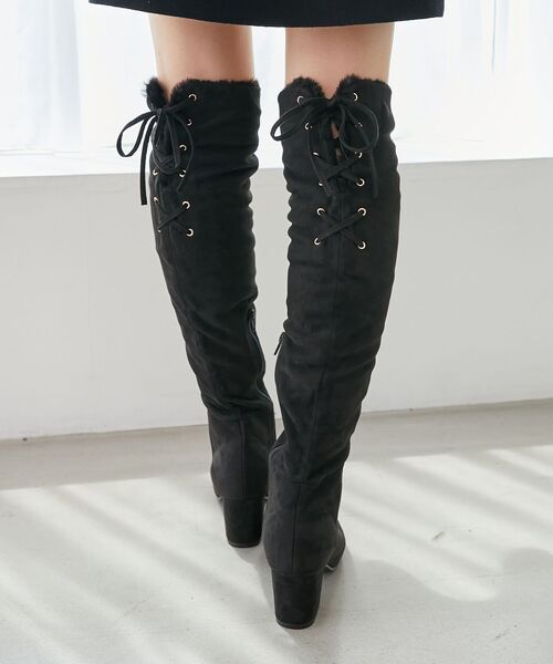 MAJESTIC LEGON（マジェスティックレゴン）の「2WAYファーニーハイロングブーツ（ブーツ・レディース・ブラック/グレイッシュベージュ・MEDIUM/SMALL/LARGE/X-LARGE）」の5枚目の写真