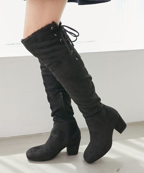 MAJESTIC LEGON（マジェスティックレゴン）の「2WAYファーニーハイロングブーツ（ブーツ・レディース・ブラック/グレイッシュベージュ・MEDIUM/SMALL/LARGE/X-LARGE）」の4枚目の写真