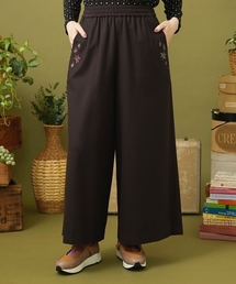 Jocomomola（ホコモモラ）の「T/Rドビー フラワー刺繍ワイドパンツ（その他パンツ）」