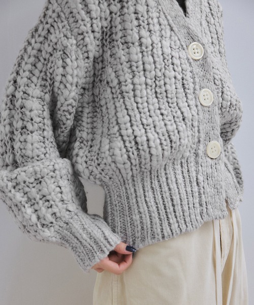 アルペロベロ編み込みカーディガン WEB限定】ローゲージクロップドカーディガン（カーディガン/ボレロ