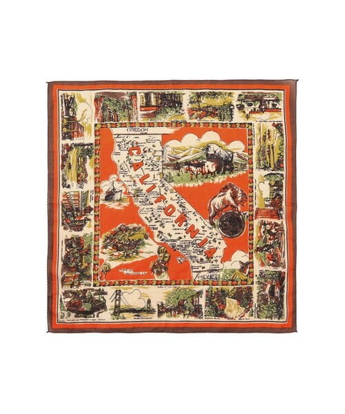 BEAMS BOY（ビームスボーイ）の「BINDU / マップ プリント バンダナ 26S（バンダナ/スカーフ・レディース・ブラウン/オレンジ/サックスブルー・ONE SIZE）」の3枚目の写真