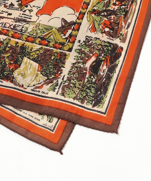 BEAMS BOY（ビームスボーイ）の「BINDU / マップ プリント バンダナ 26S（バンダナ/スカーフ・レディース・ブラウン/オレンジ/サックスブルー・ONE SIZE）」の6枚目の写真