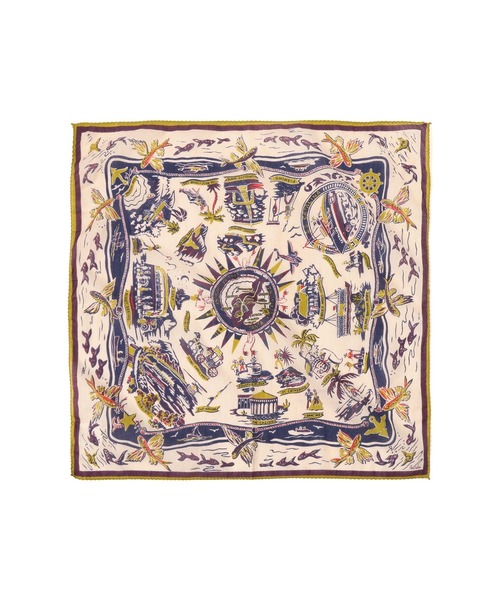 BEAMS BOY(ビームスボーイ)の「BINDU / マップ プリント バンダナ 26S(バンダナ/スカーフ・レディース・ブラウン/オレンジ/サックスブルー/ブルー系その他/ナチュラル/ピンク/ダークブラウン・ONE SIZE)」の3枚目の写真